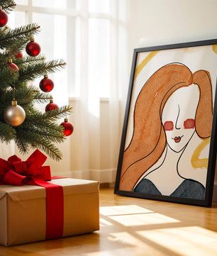 Illustration Of A Woman With Red Hair And Minimalist Features - Mi tienda