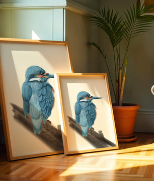 Illustration of a vibrant blue bird on a branch