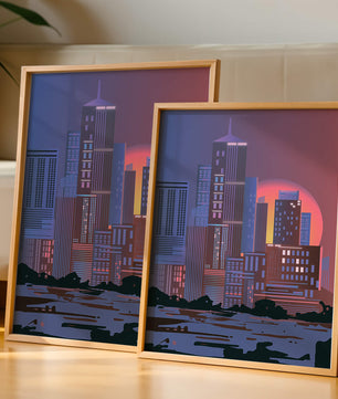 Modern Cityscape at Sunset with Skyscrapers and Vibrant Sky - Mi tienda
