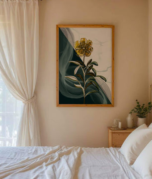 Elegant golden flower art with abstract background