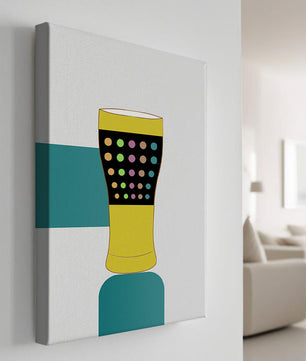 Colorful abstract illustration of a pint glass with dotted pattern