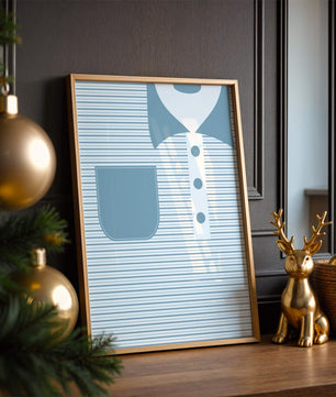 Minimalist artwork featuring striped pattern and abstract shapes