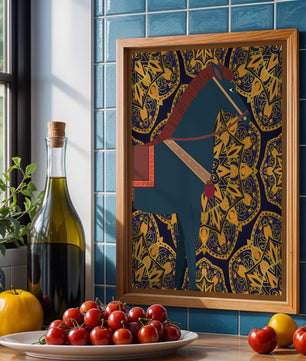 Stilisierte Pferdeillustration auf kompliziertem goldenem Musterhintergrund