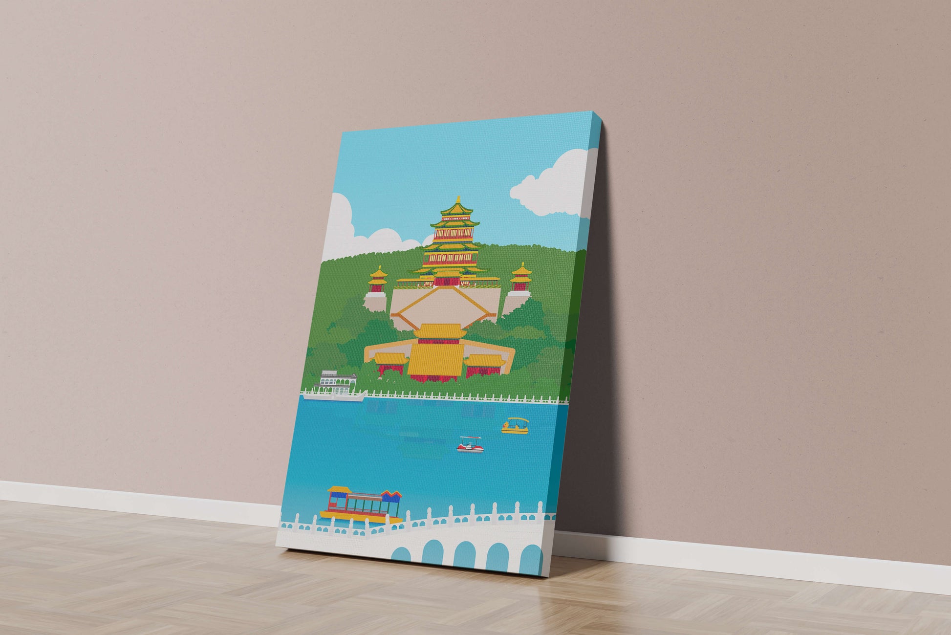 Traditional Chinese architecture by a serene lake