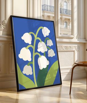 Abstract Lily of the Valley Illustration on Blue Background