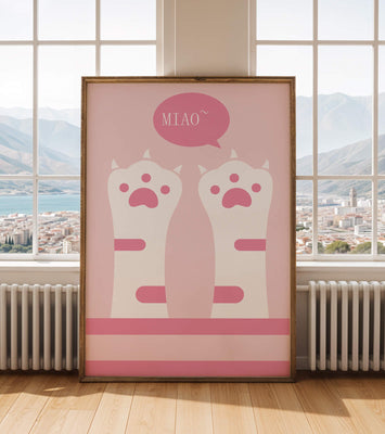 Playful cat paws illustration with speech bubble saying 