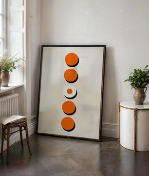 Vertical Arrangement of Orange and White Circles with Shadows on a Light Background - Mi tienda