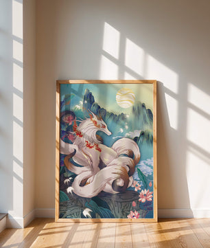 狐妖在充满生机的幻想景观中