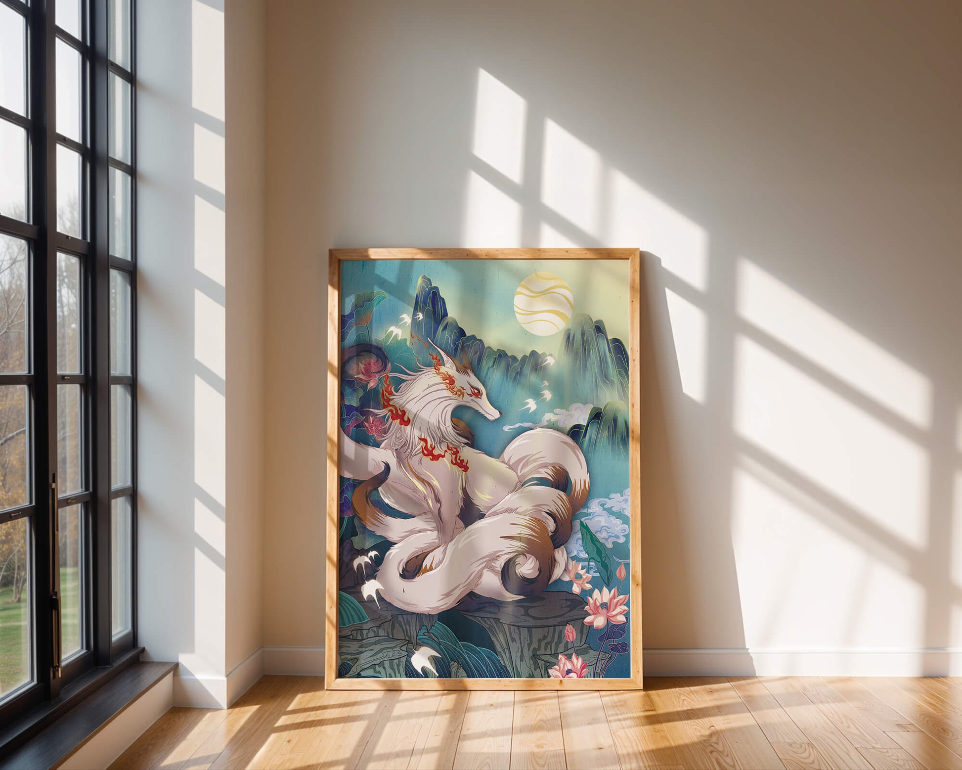 狐妖在充满生机的幻想景观中