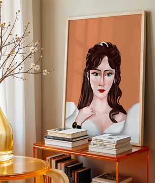 Retrato de una mujer con peinado elegante y reloj dorado