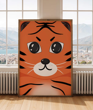 Illustration d’un visage de tigre adorable avec des traits marqués