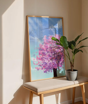 Árbol de cerezo en un entorno celestial sereno