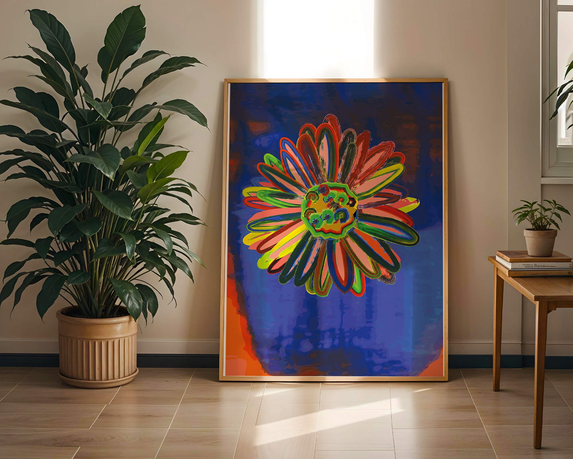 Arte floral abstracto colorido con pinceladas dinámicas
