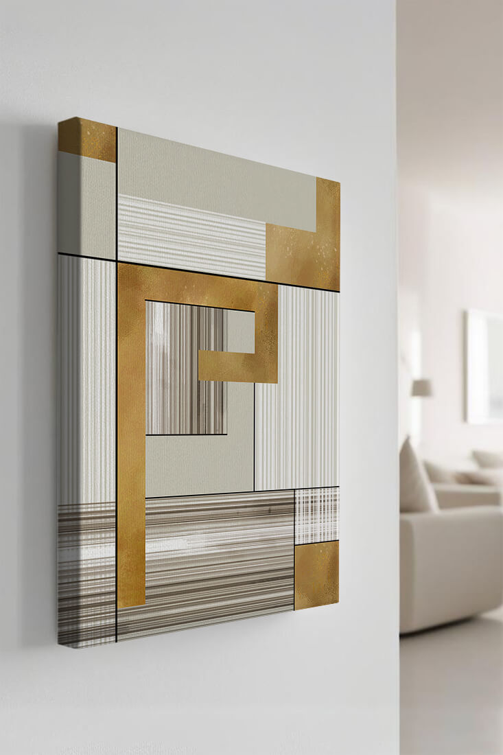Abstract geometric pattern with gold and neutral tones