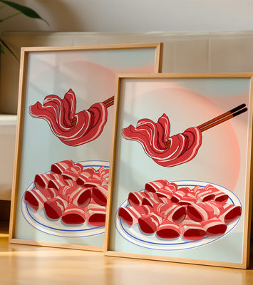 Delicious raw meat slices on plate with chopsticks in background