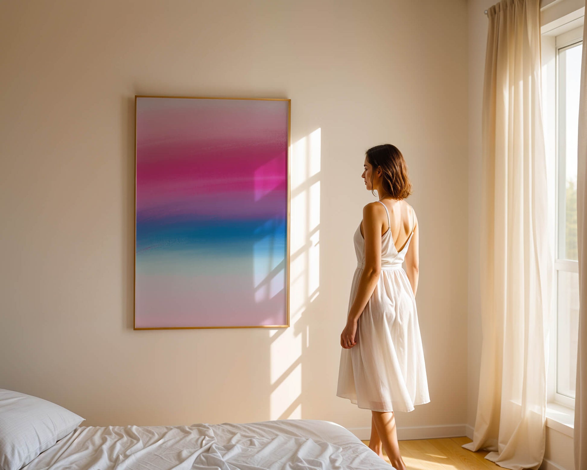 Degradado vibrante con tonos rosados y azules