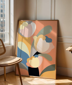 Colorful abstract shapes with soft pastel tones