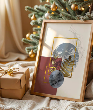 Abstract Composition with Gold Accents and Geometric Shapes - Mi tienda