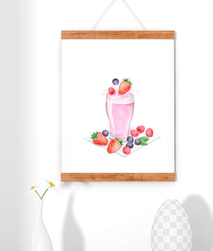 Refreshing berry smoothie with fresh strawberries and blueberries