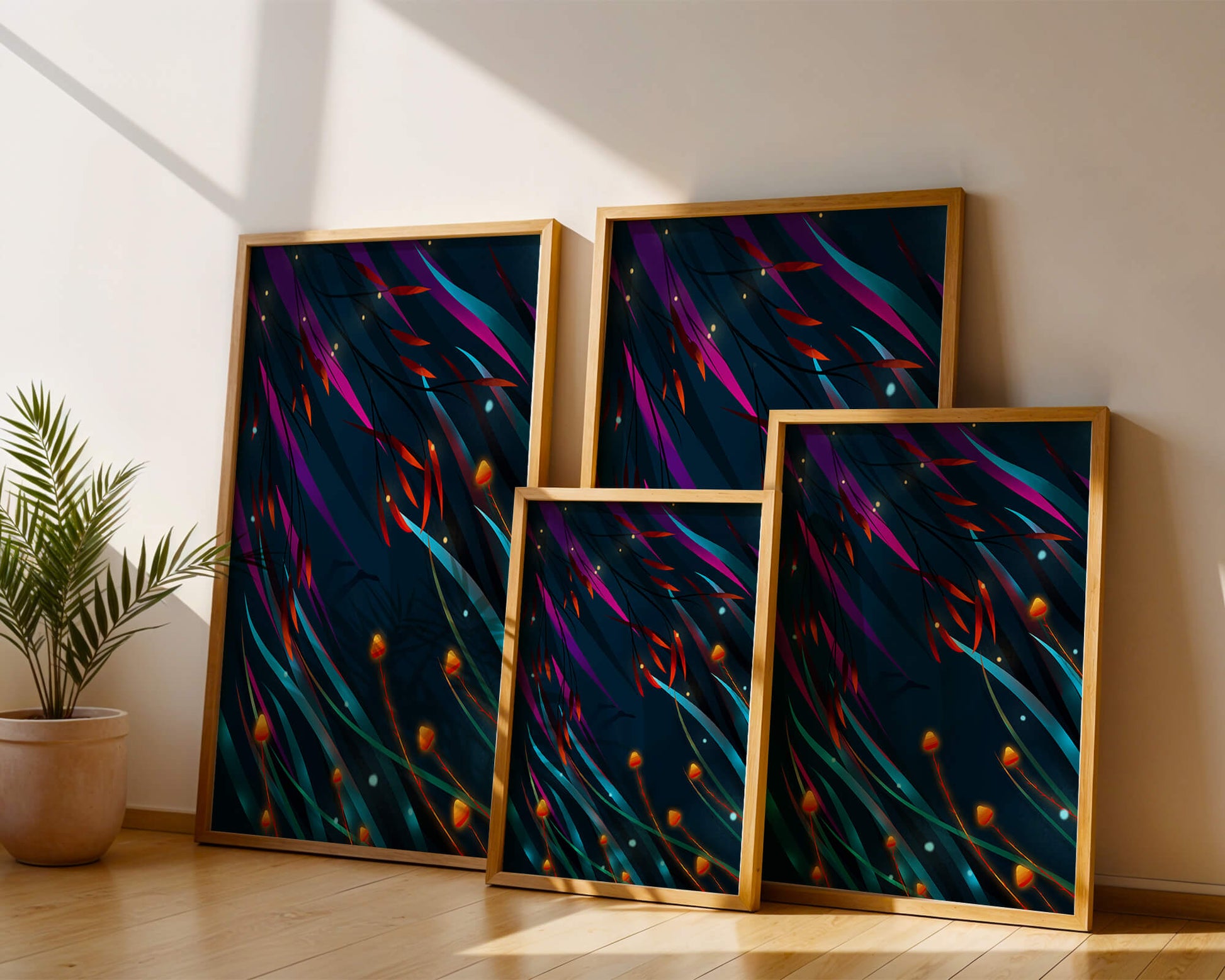 Abstract Underwater Fantasy with Glowing Elements and Vivid Colors