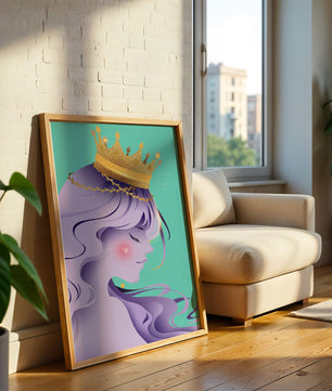 Elegant Purple-Haired Princess with Gold Crown - Mi tienda
