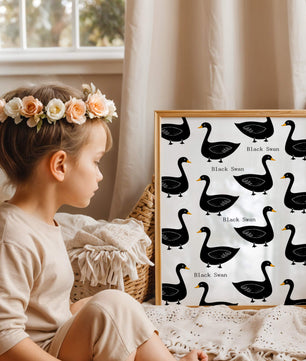 Seamless bird pattern with minimalist design and bold accents