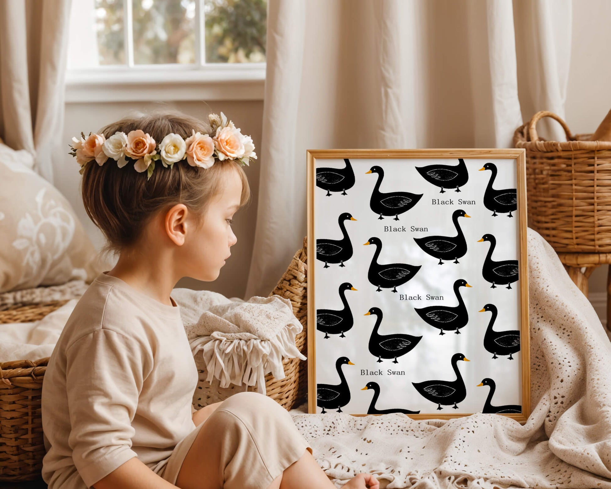 Seamless bird pattern with minimalist design and bold accents