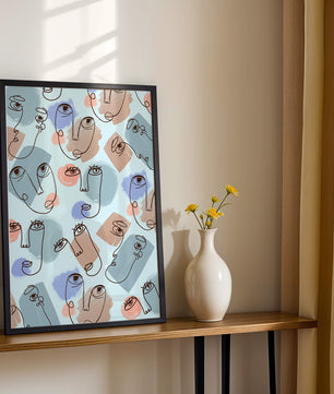 Abstract Face Line Art with Pastel Colors - Mi tienda