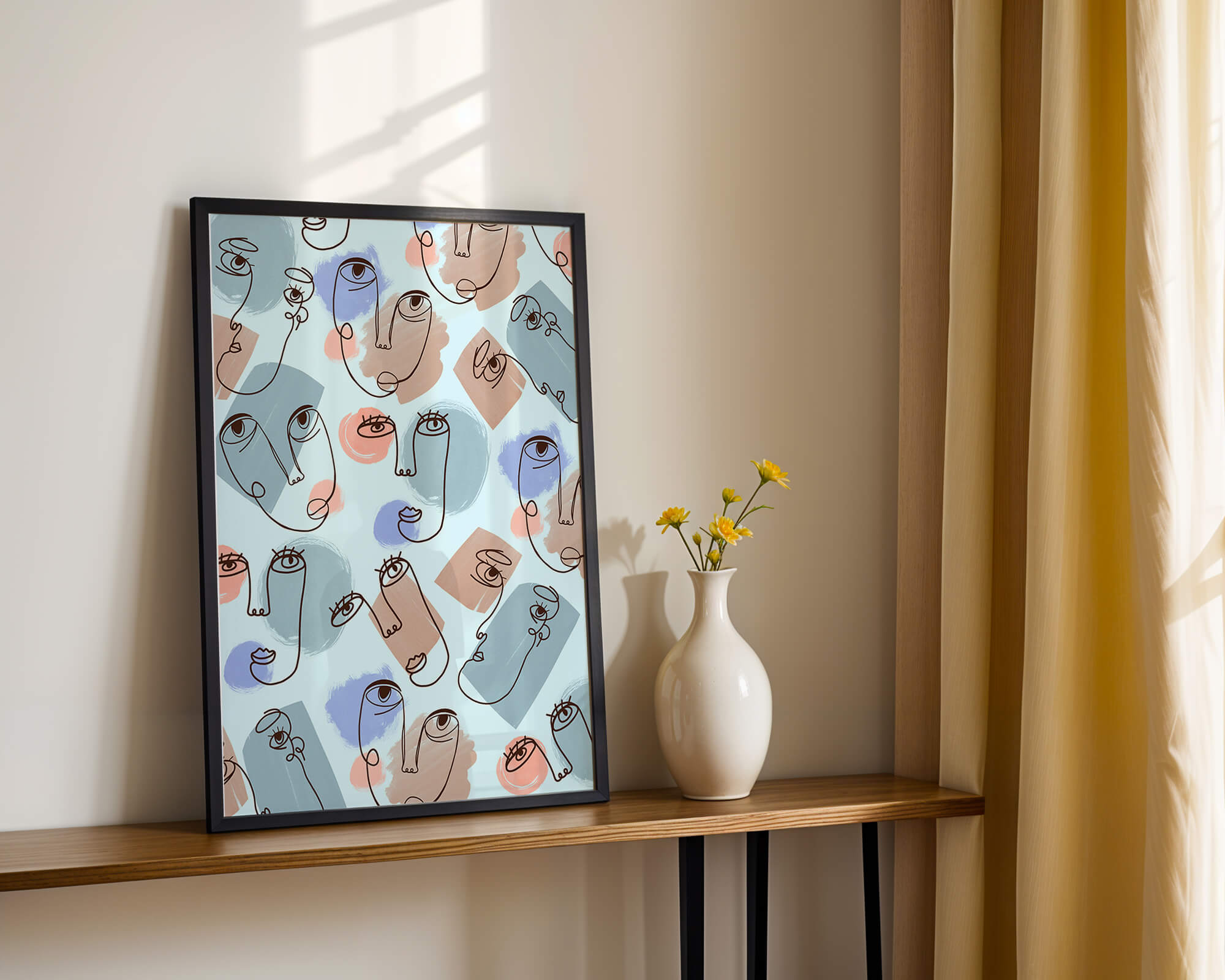 Abstract Face Line Art with Pastel Colors - Mi tienda