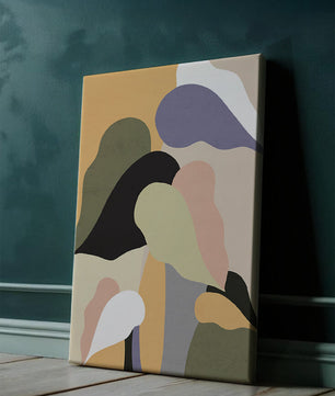 Abstract organic shapes in pastel colors with textured background