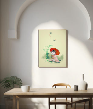 Cat in Traditional Japanese Dress with Umbrella in Zen Garden - Mi tienda