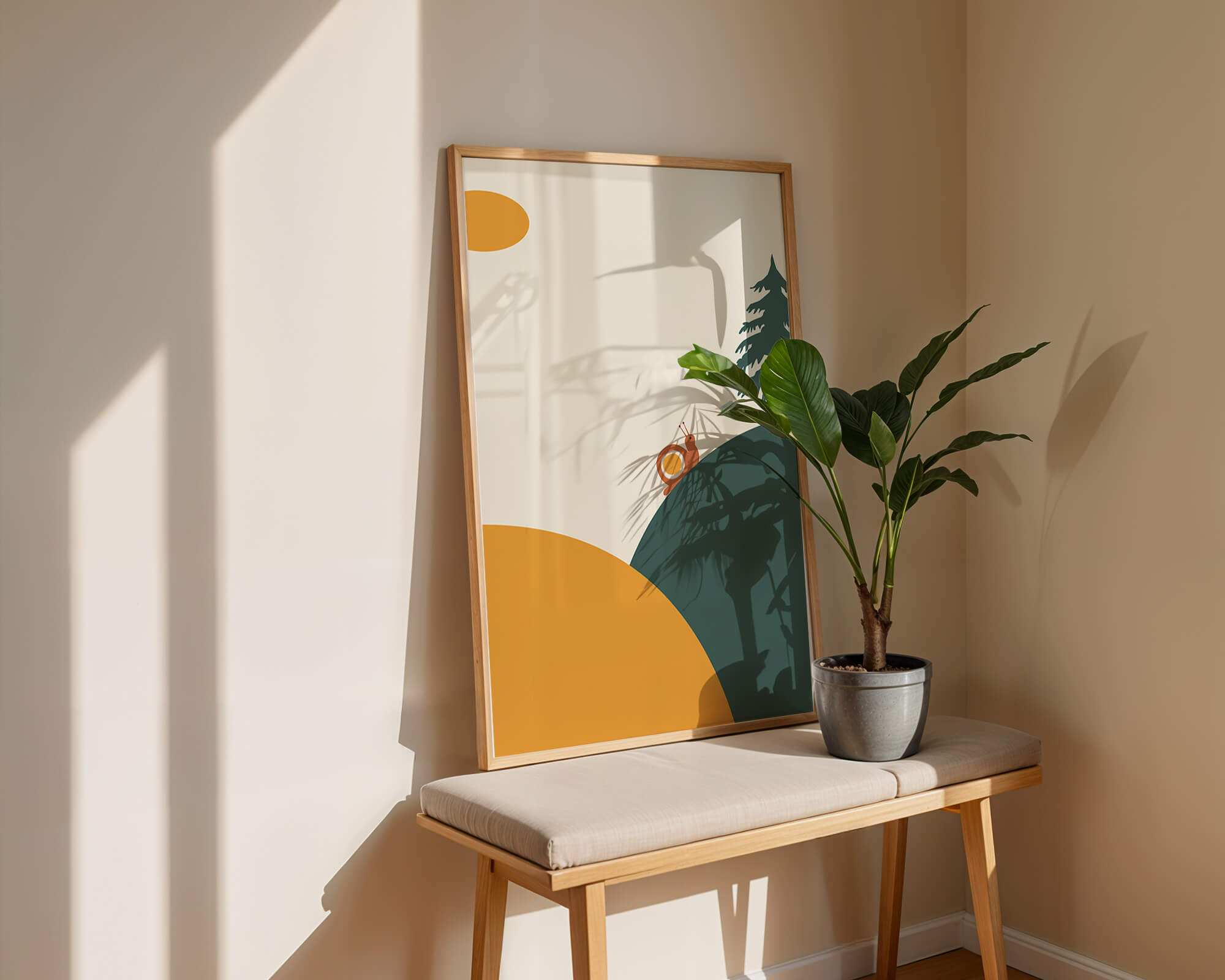 A Snail Climbing a Hill in Minimalist Nature Art - Mi tienda