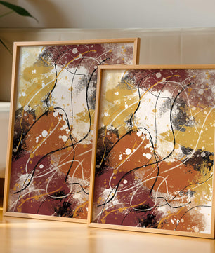 Pieza de arte abstracto colorida con trazos y salpicaduras audaces