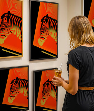 Abstract Zebra with Vibrant Colors and Golden Elements