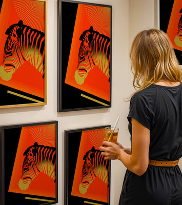 Abstract Zebra with Vibrant Colors and Golden Elements