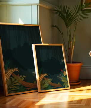 Illustrated Jungle Landscape with Lush Foliage
