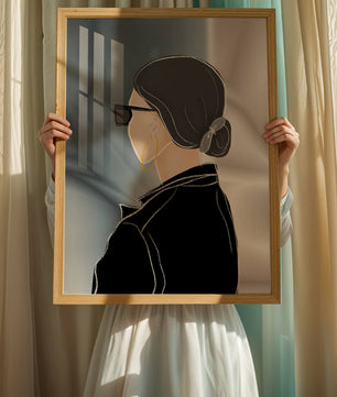 Modern woman with sunglasses and gold hoop earrings