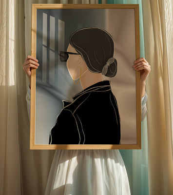 Modern woman with sunglasses and gold hoop earrings