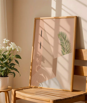 Moderne minimalistische Architekturszene mit Palmblatt