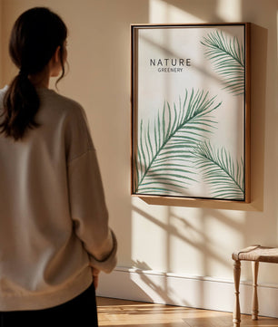 Elegant Green Palm Leaves on Textured Background - Mi tienda