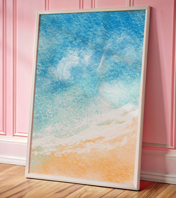 Abstract Ocean Waves with Blue and Sand Tones