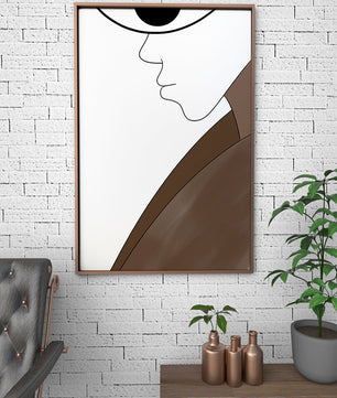 Abstract Portrait with Minimalist Lines and Brown Tones - Mi tienda