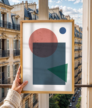 Geometric Abstract Art with Overlapping Shapes in Soft Colors - Mi tienda