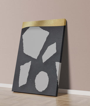 Abstract geometric design with golden accents and stone texture