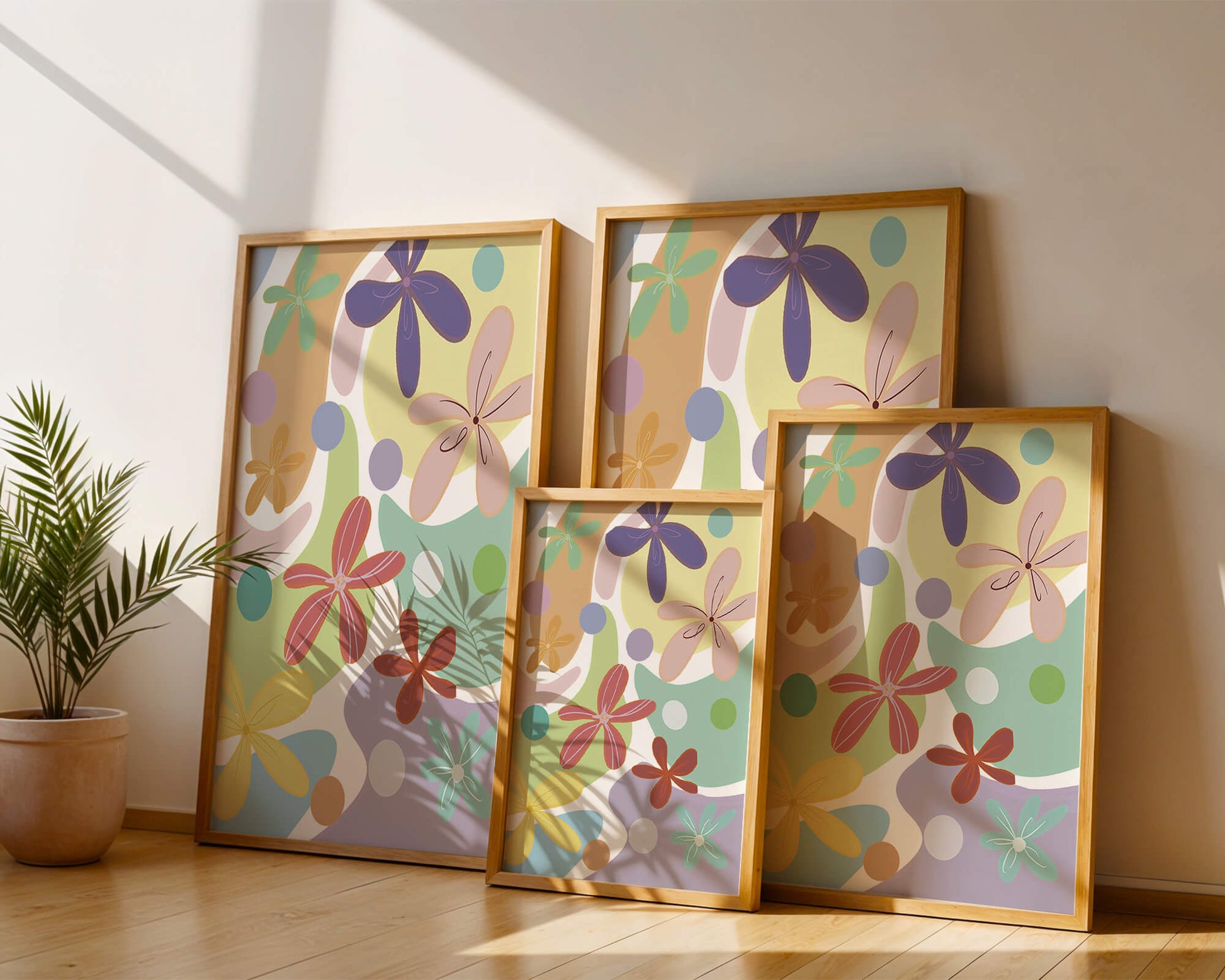 Motif floral abstrait coloré
