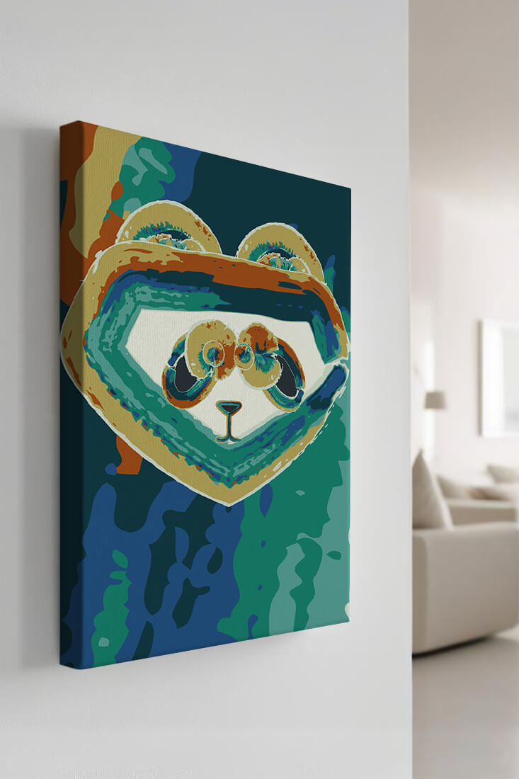 Art abstrait coloré de panda avec des motifs vibrants