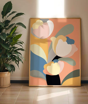 Colorful abstract shapes with soft pastel tones