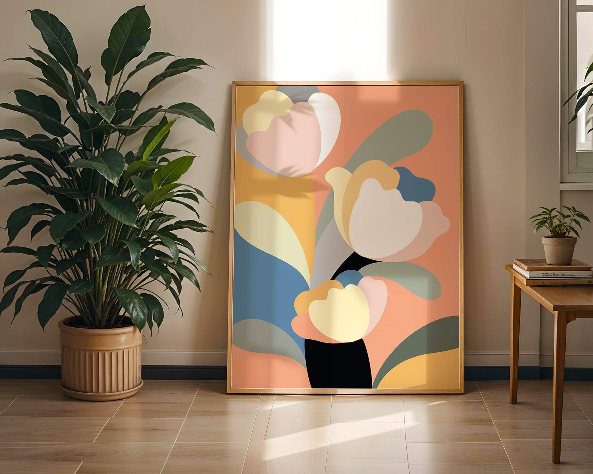 Colorful abstract shapes with soft pastel tones