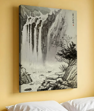 Serene Waterfall in Traditional Chinese Landscape Painting