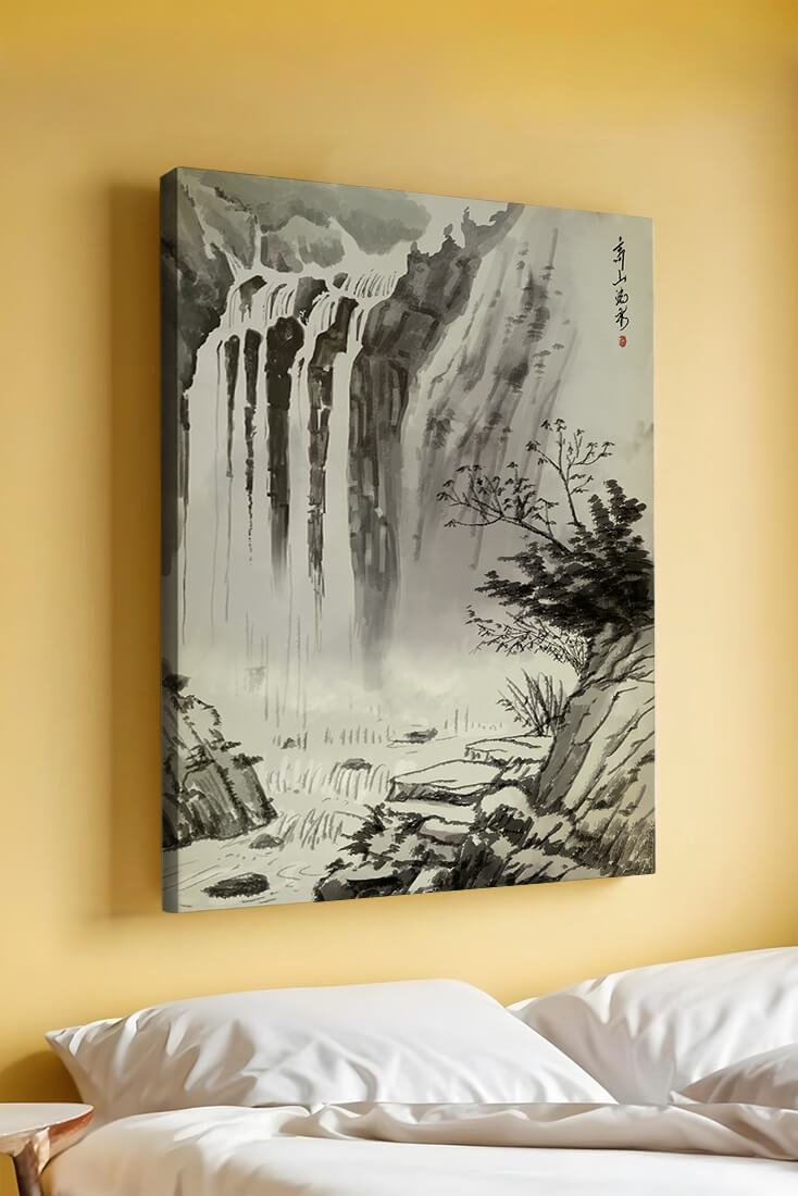 Cascada serena en la pintura de paisaje tradicional china